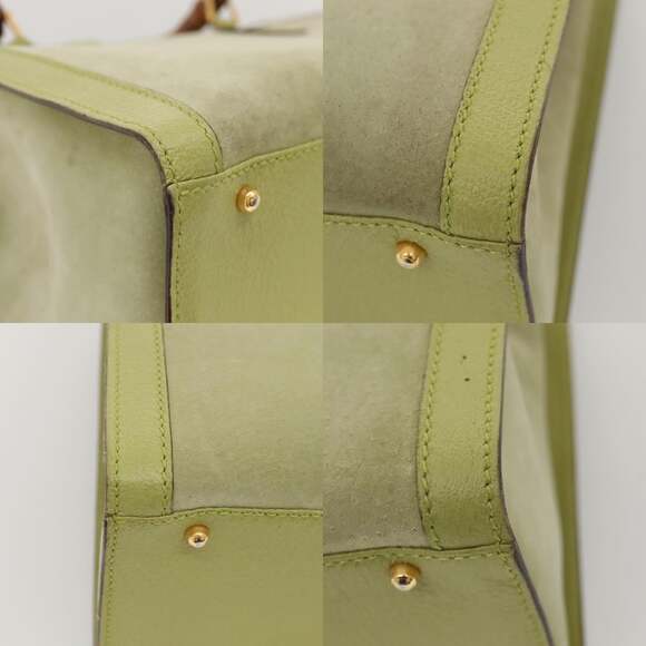 GUCCI Bamboo Hand Bag Suede Leather Lime Green Gold 002 123 002 123 - Picture 10 of 13